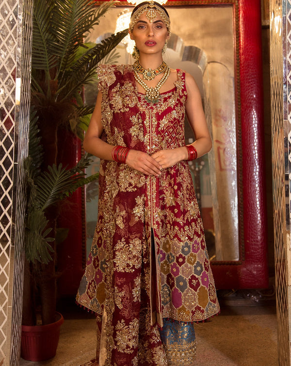 Zainab Salman Red Anari Bridal Organza (AY0018)